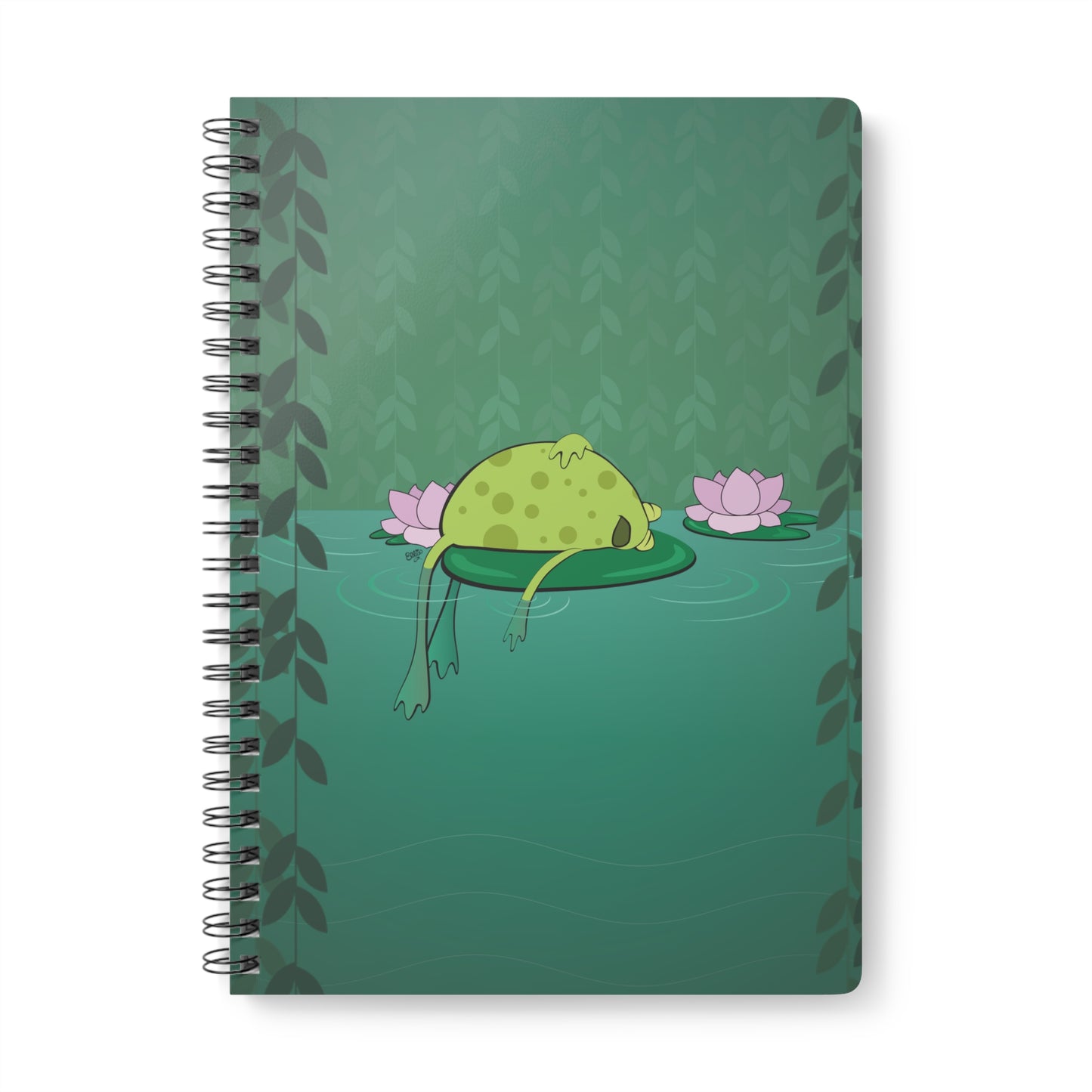 FROG ON A LILYPAD Cartoon Notebook – 150 Lined Pages A5 Wirobound Softcover