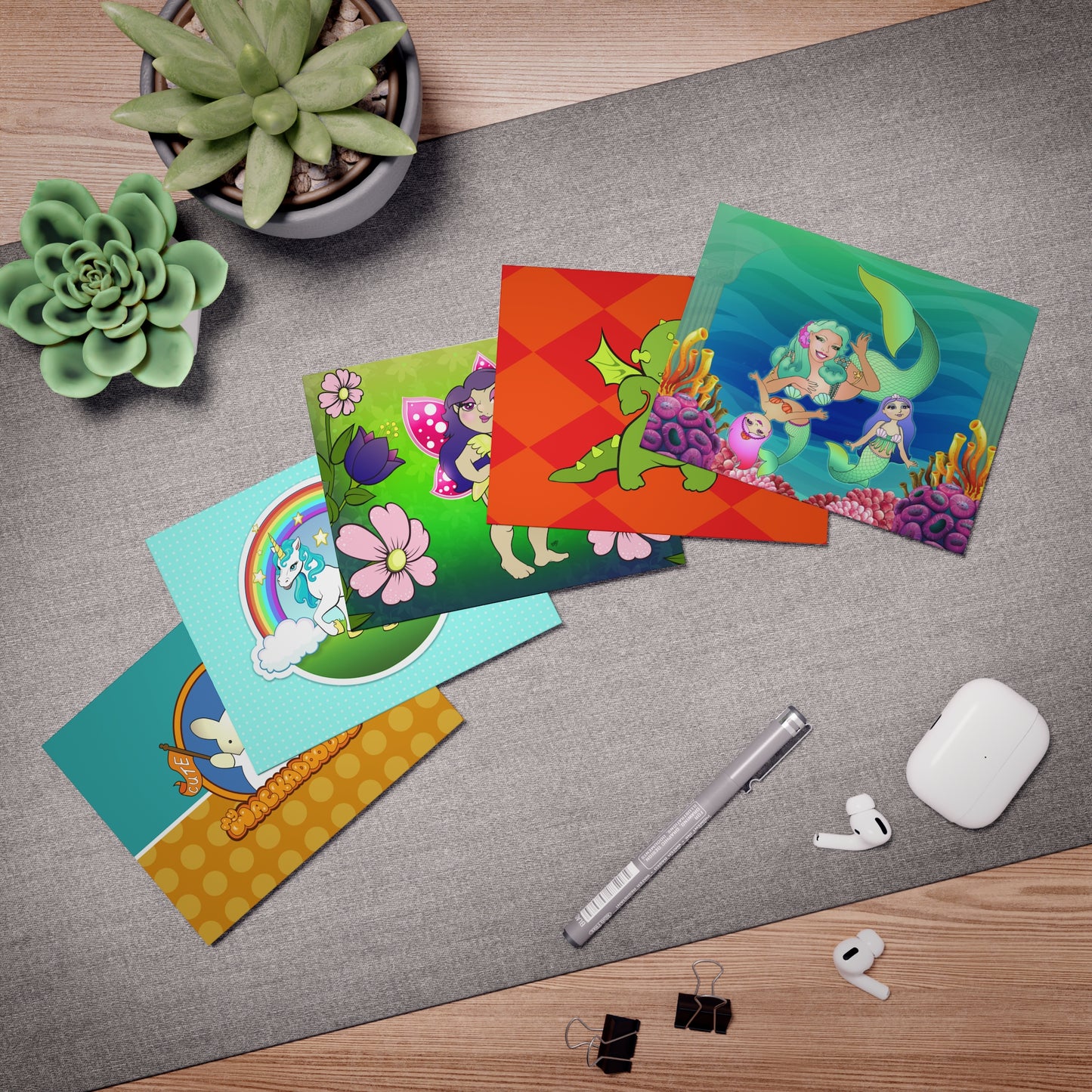 Fantasy Land Cartoon Art Greeting Cards - Set of 5