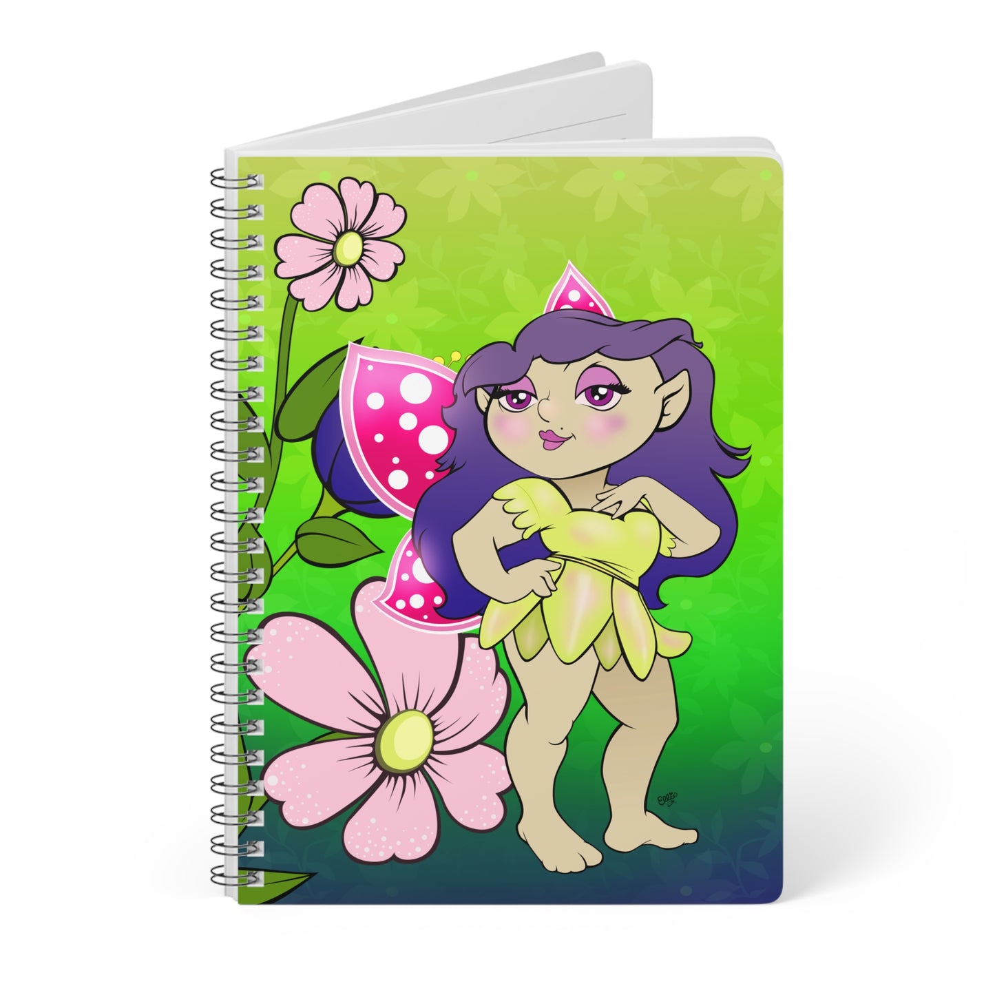 FAIRY Cartoon Notebook – 150 lined pages A5 Wirobound Softcover
