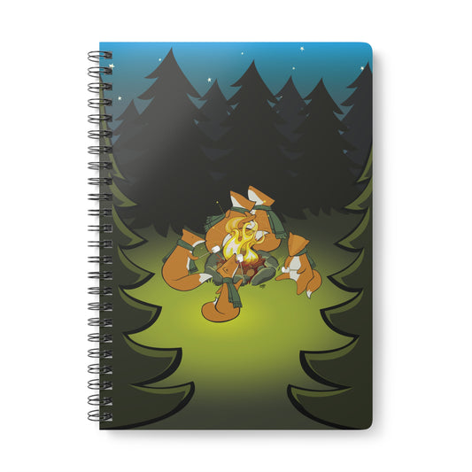 FOX FAMILY CAMPING TRIP Cartoon Notebook – 150 lined pages A5 Wirobound Softcover