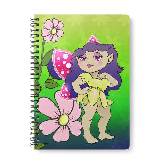 FAIRY Cartoon Notebook – 150 lined pages A5 Wirobound Softcover