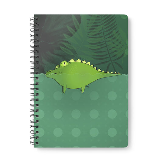 GATOR IN THE SWAMP Alligator Cartoon Notebook – 150 Lined Pages A5 Wirobound Softcover