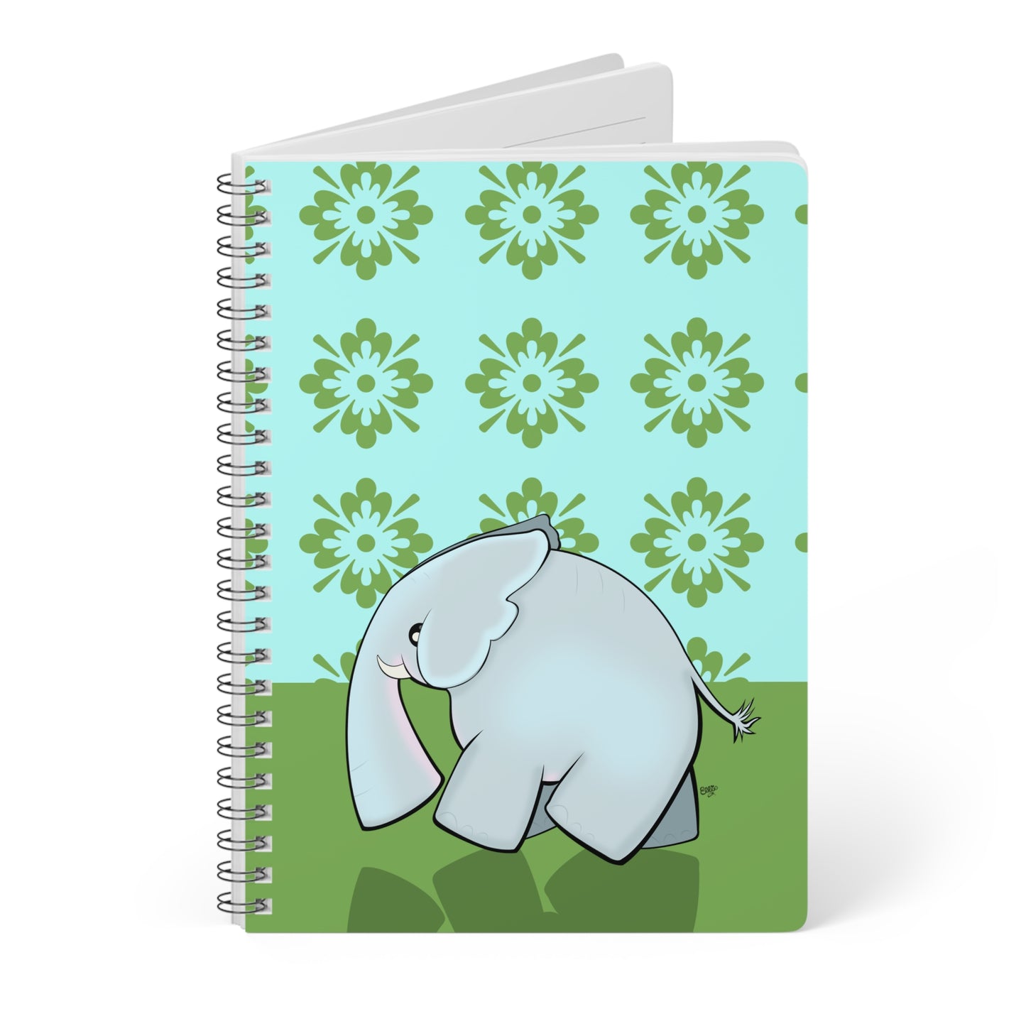 BABY ELEPHANT GOES FOR A WALK Cartoon Notebook - 150 lined pages A5 Wirobound Softcover