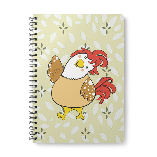 FRIENDLY CHICKEN Cartoon Notebook – 150 Lined Pages A5 Wirobound Softcover
