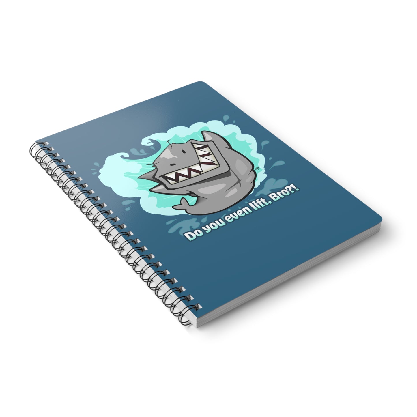 BUFF SHARK 'DO YOU EVEN LIFT, BRO?!' Cartoon Notebook – 150 lined pages A5 Wirobound Softcover