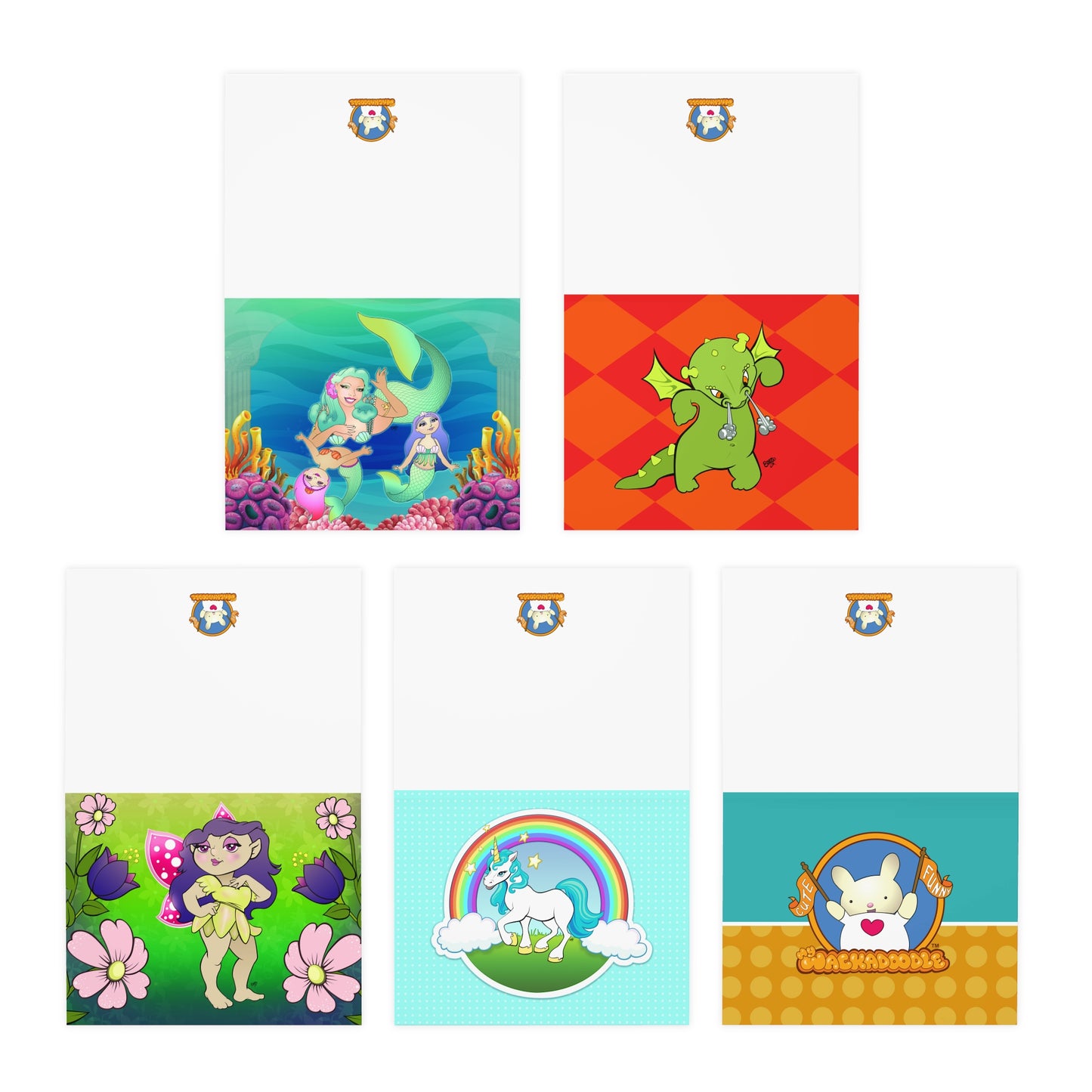 Fantasy Land Cartoon Art Greeting Cards - Set of 5
