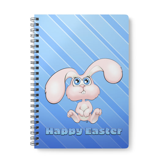 PINK EASTER BUNNY Cartoon Notebook – 150 lined pages A5 Wirobound Softcover