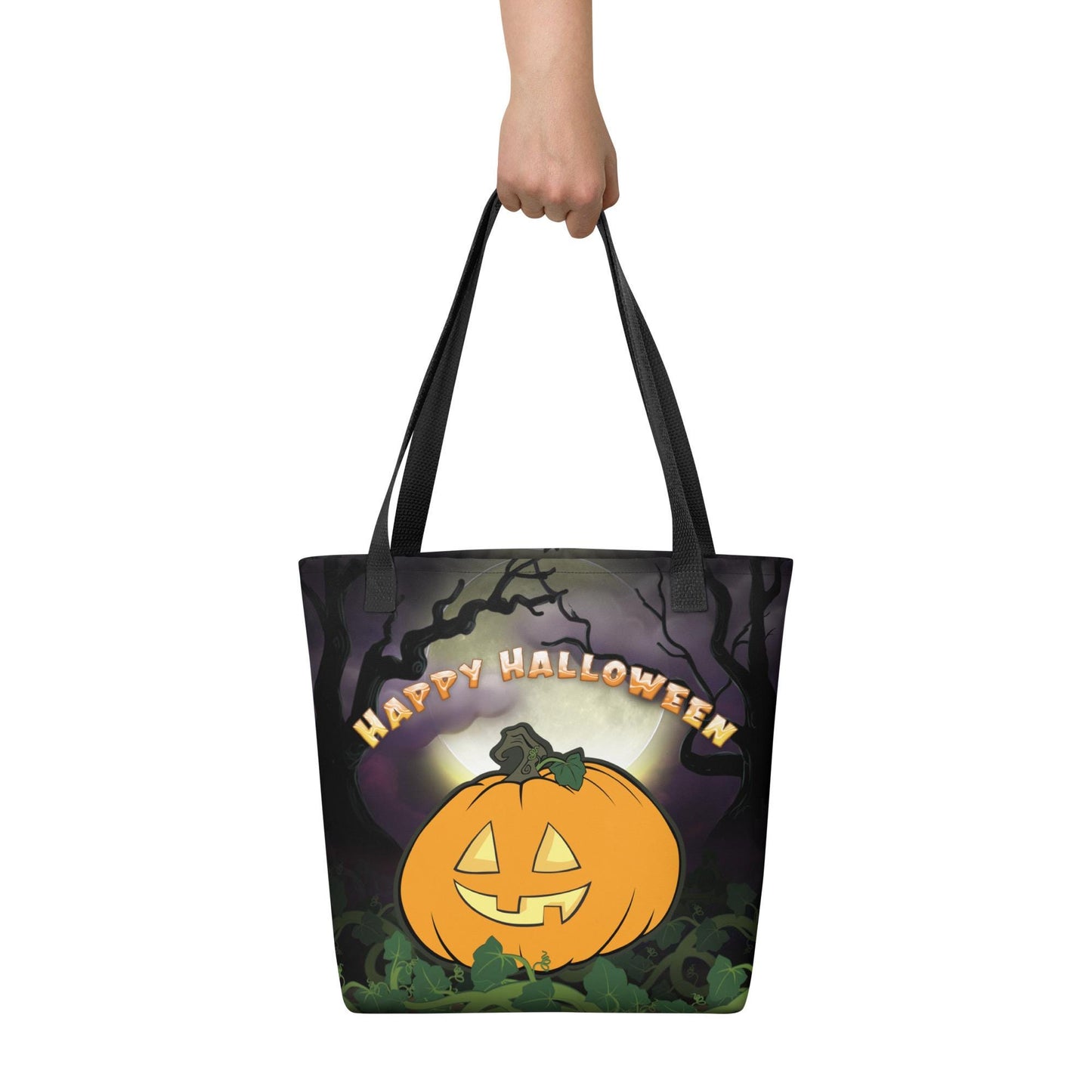 Kids Halloween Trick or Treat Tote Bag w Cute Jack O Lantern Pumpkin with words 'Happy Halloween' Gift for Kids to go Trick-or-Treating (5)