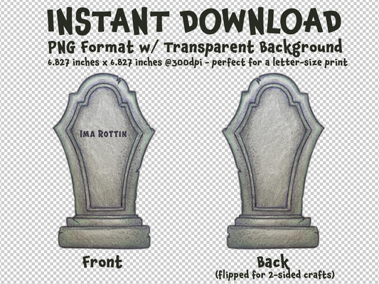 Ima Rottin Tombstone Gravestone Clip Art Printable Digital Instant Download for Halloween Decorations Invites Party Favors Prizes Gifts