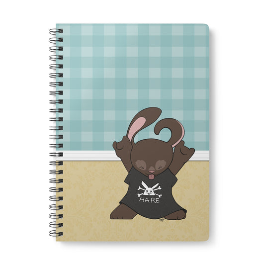 ROCKIN' OUT BUNNY Cartoon Notebook – 150 lined pages A5 Wirobound Softcover