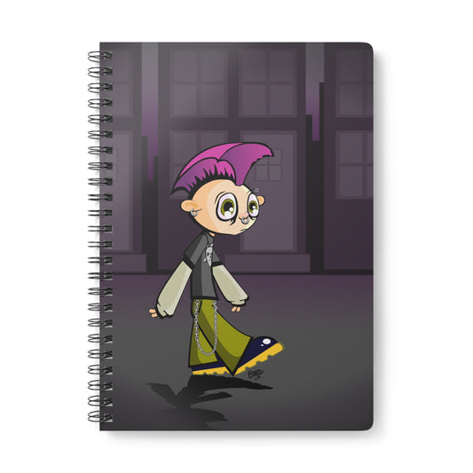 PUNK ROCK KID Cartoon Notebook – 150 lined pages A5 Wirobound Softcover