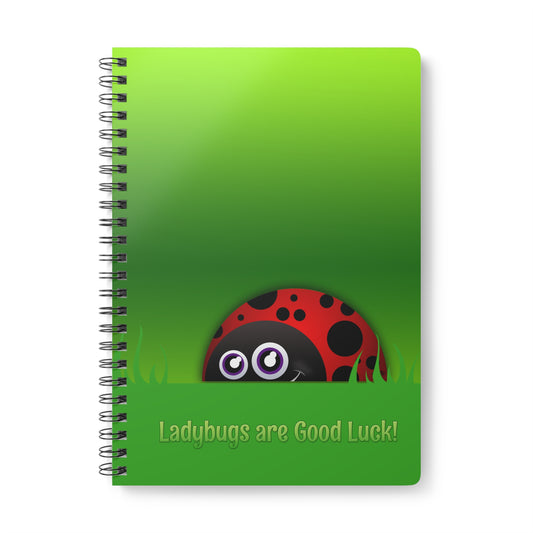 LADYBUGS ARE GOOD LUCK Cartoon Notebook – 150 lined pages A5 Wirobound Softcover
