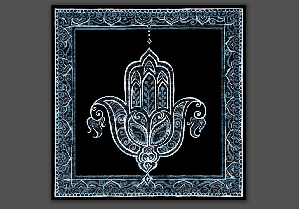 Black Hamsa Fine Art Print