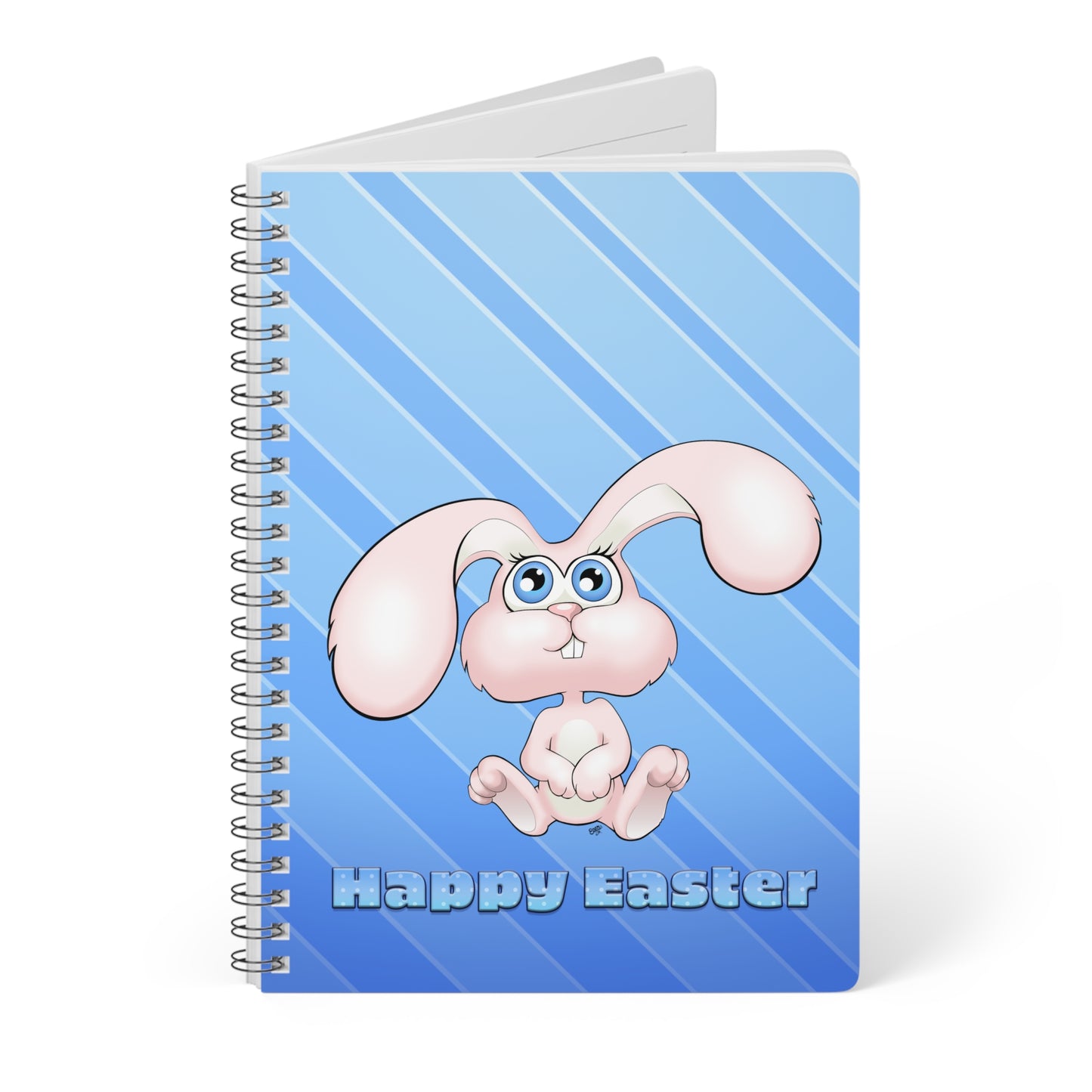 PINK EASTER BUNNY Cartoon Notebook – 150 lined pages A5 Wirobound Softcover