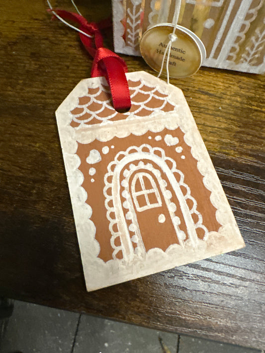Gingerbread House Wood Gift Tags for Christmas