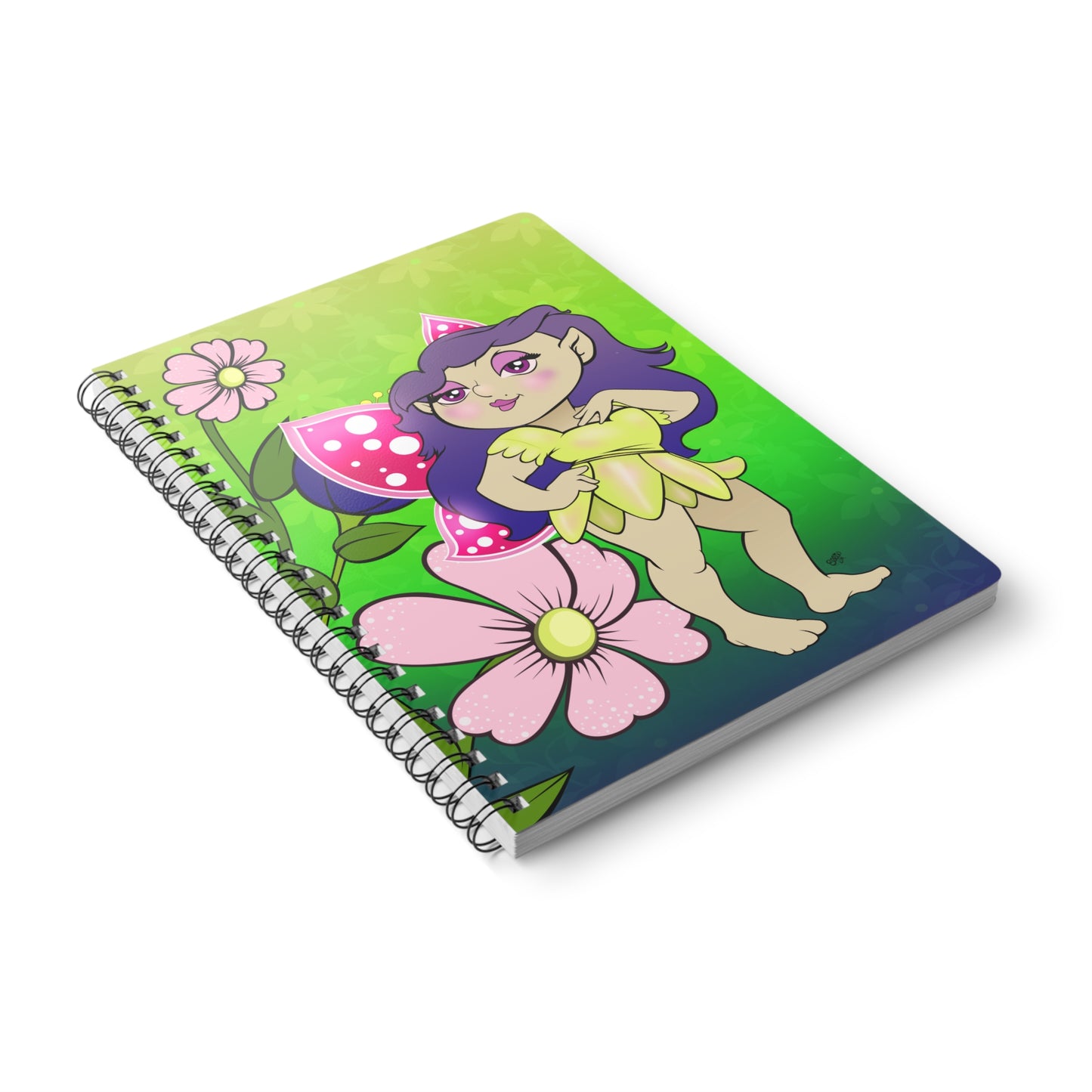 FAIRY Cartoon Notebook – 150 lined pages A5 Wirobound Softcover