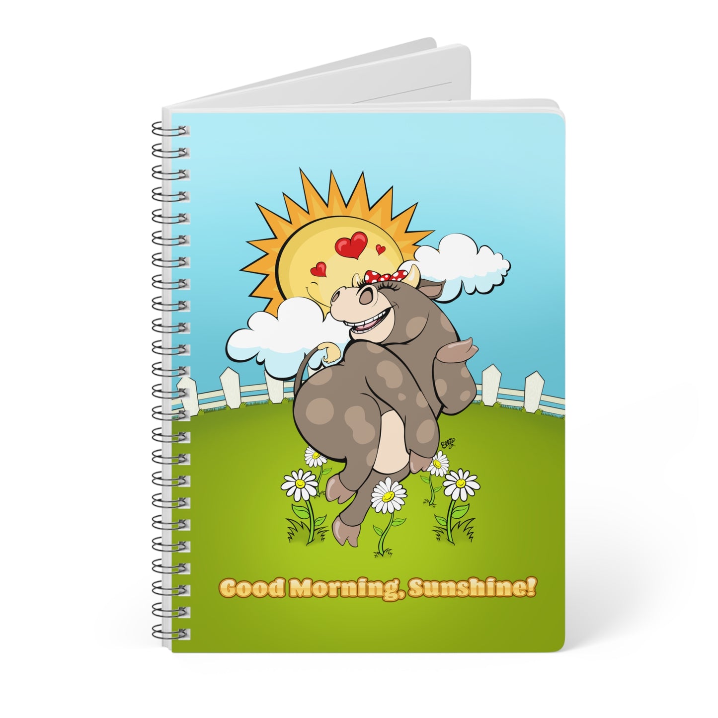 DANCING COW Cartoon Notebook – 150 Lined Pages A5 Wirobound Softcover