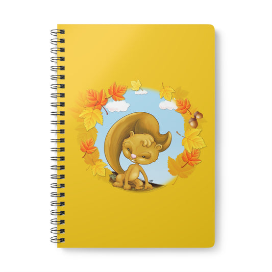 AUTUMN SQUIRREL Cartoon Notebook – 150 lined pages A5 Wirobound Softcover