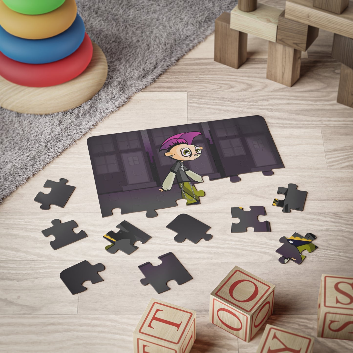 PUNK ROCK KID Cartoon Kids Puzzle (30 Piece) - Fun Learning Activity Gift for Kids
