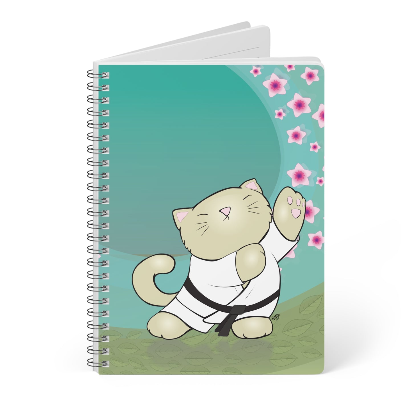 TAI CHI KITTY Cartoon Notebook – 150 lined pages A5 Wirobound Softcover