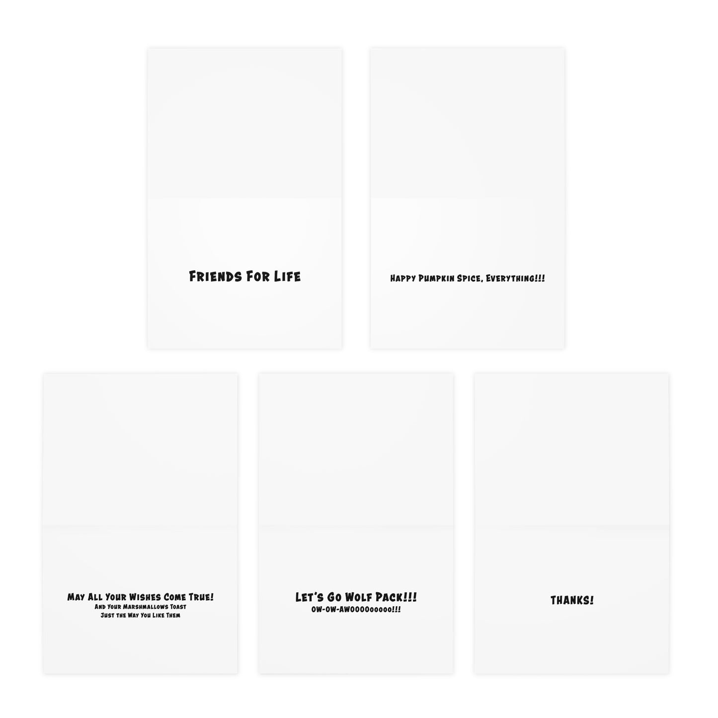 Forest Friends Cartoon Art Greeting Cards - Set of 5
