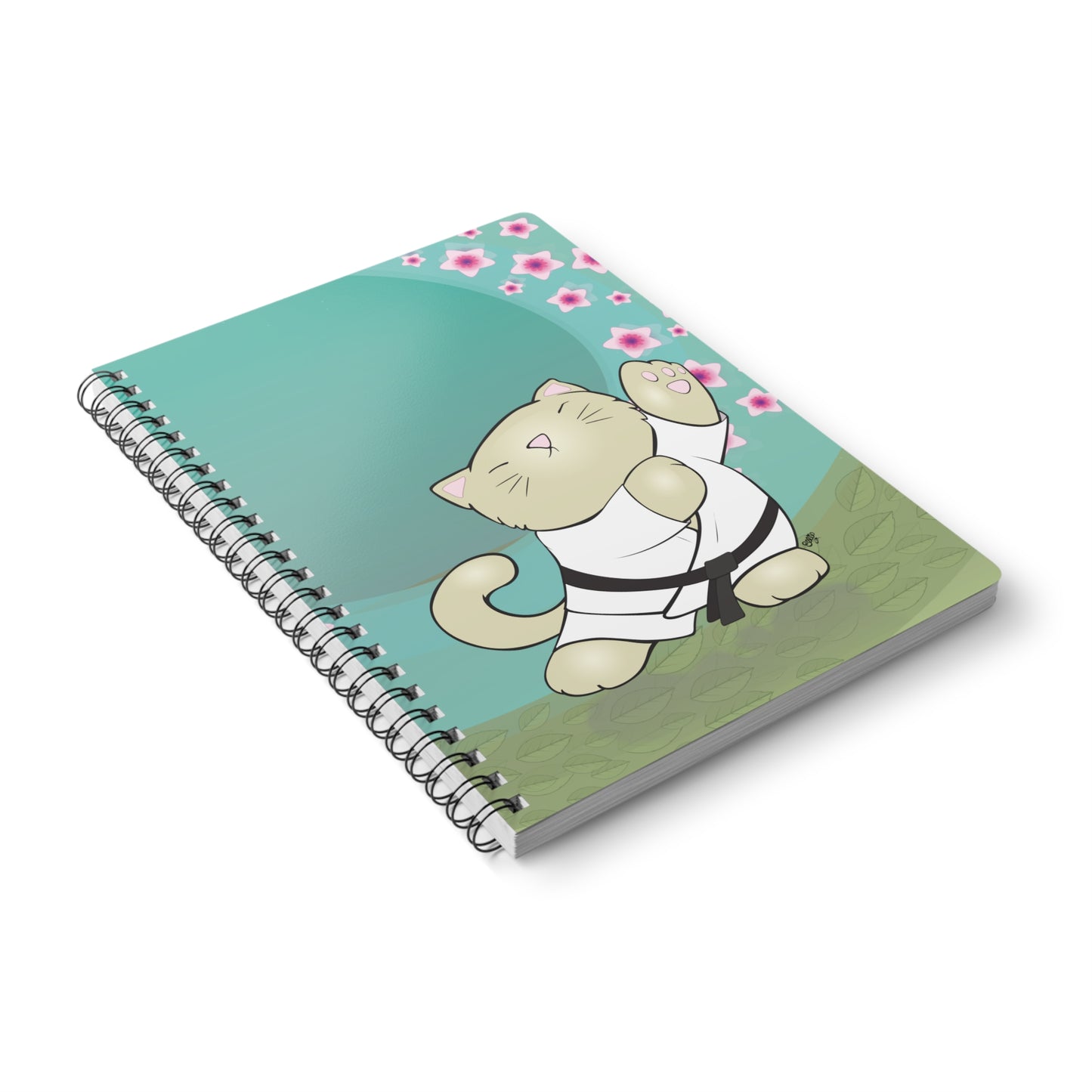 TAI CHI KITTY Cartoon Notebook – 150 lined pages A5 Wirobound Softcover