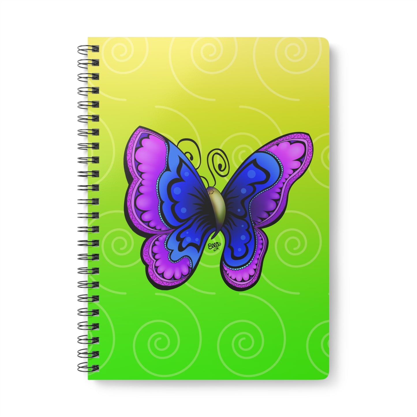 JOYFUL BUTTERFLY Cartoon Notebook – 150 lined pages A5 Wirobound Softcover