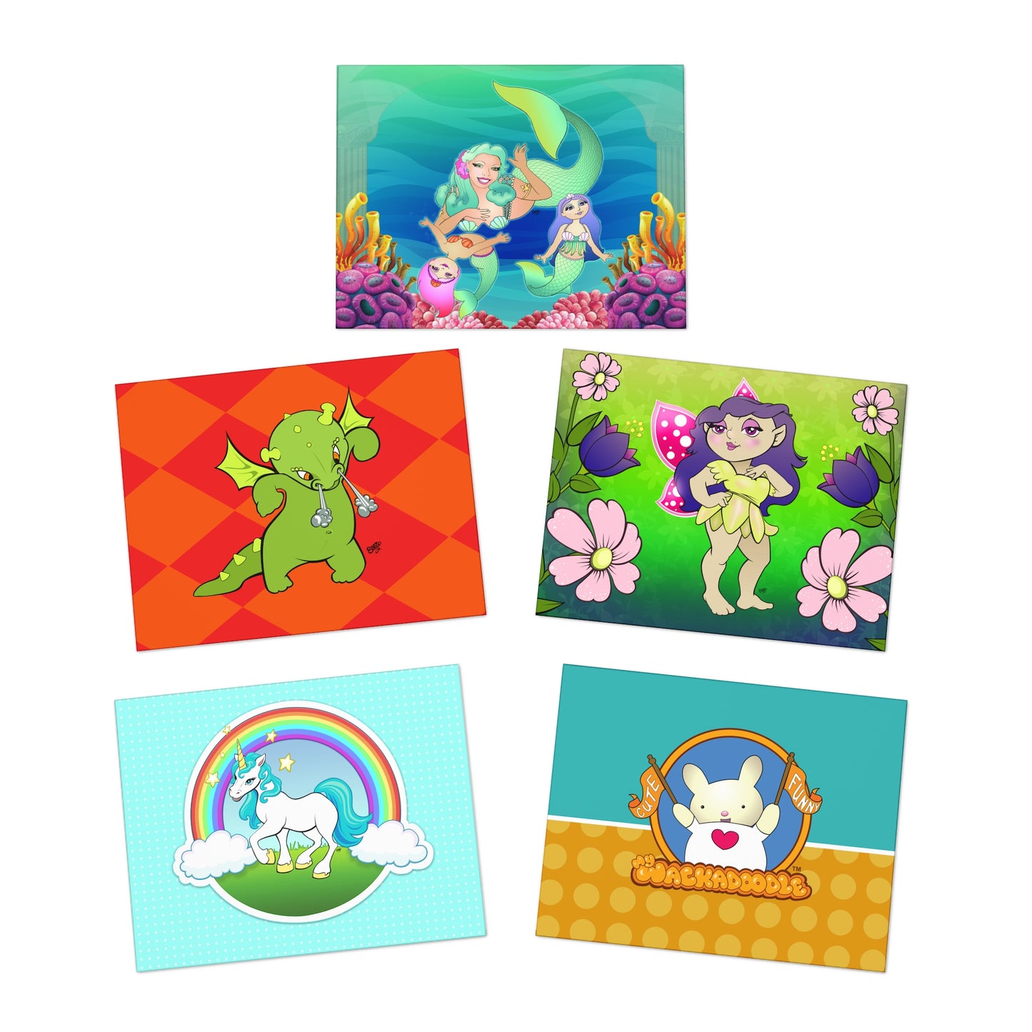 Fantasy Land Cartoon Art Greeting Cards - Set of 5