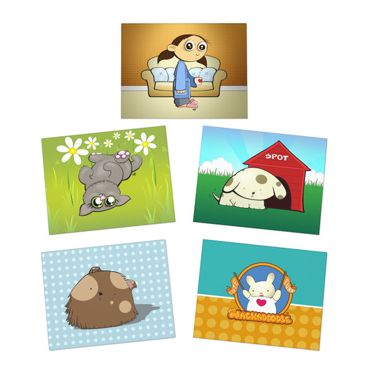 Home Sweet Home Cartoon Art Greeting Cards - Set of 5