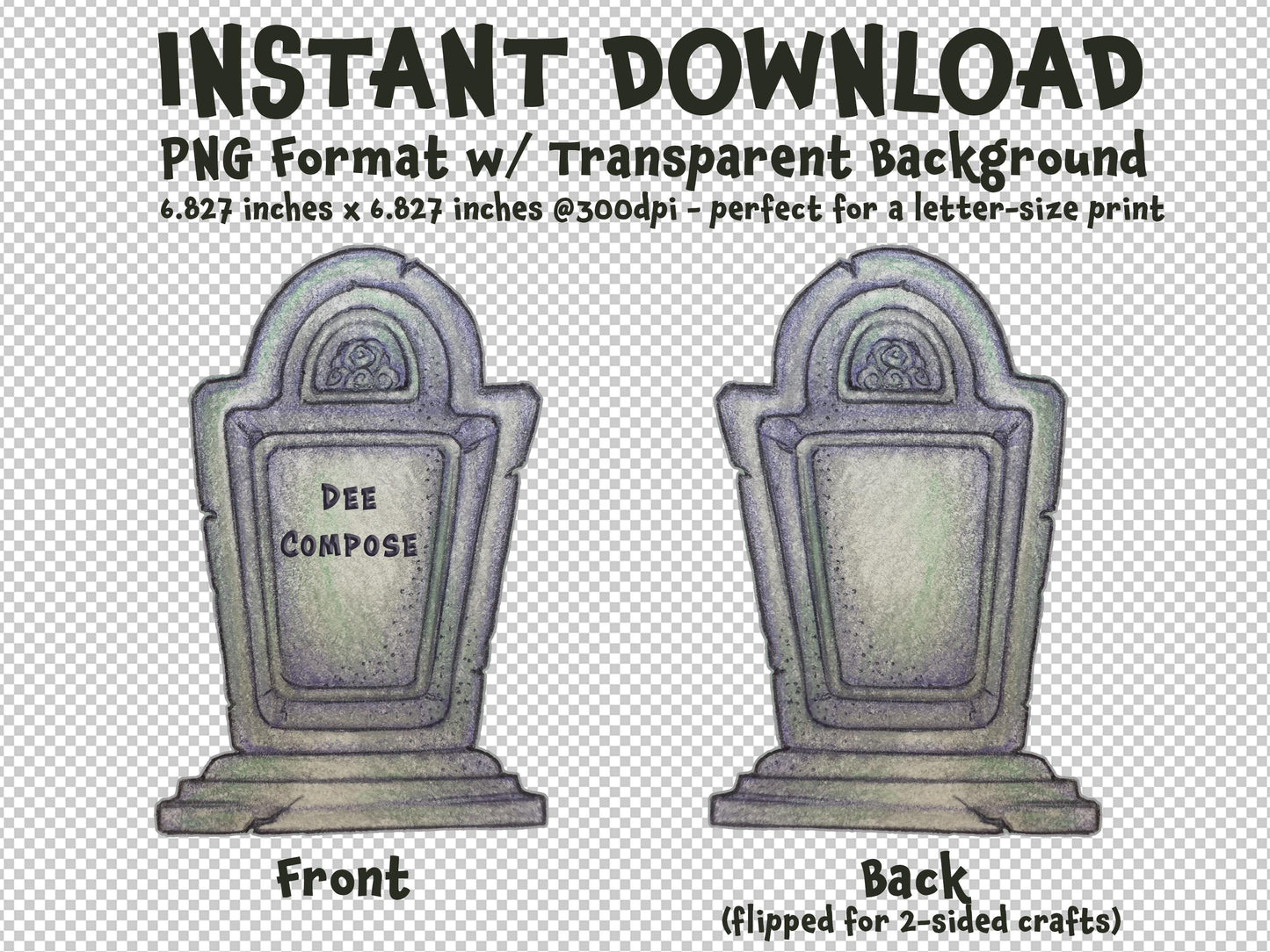 Dee Compose Tombstone Gravestone Clip Art Printable Digital Instant Download for Halloween Decorations Invites Party Favors Prizes Gifts