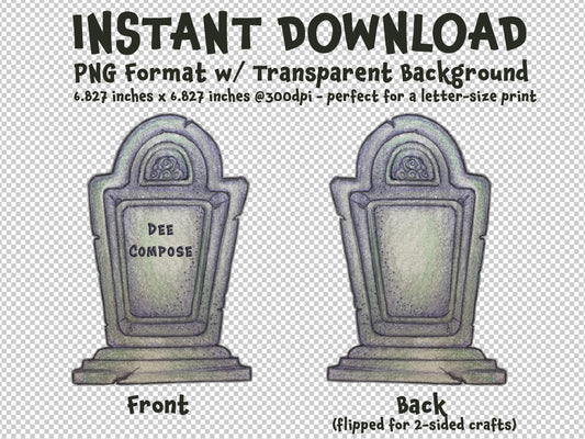 Dee Compose Tombstone Gravestone Clip Art Printable Digital Instant Download for Halloween Decorations Invites Party Favors Prizes Gifts