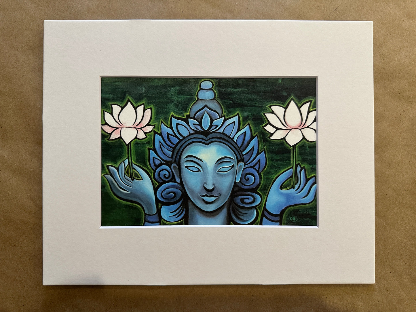 ‘Buddha and the Lotuses’ Print with Matte