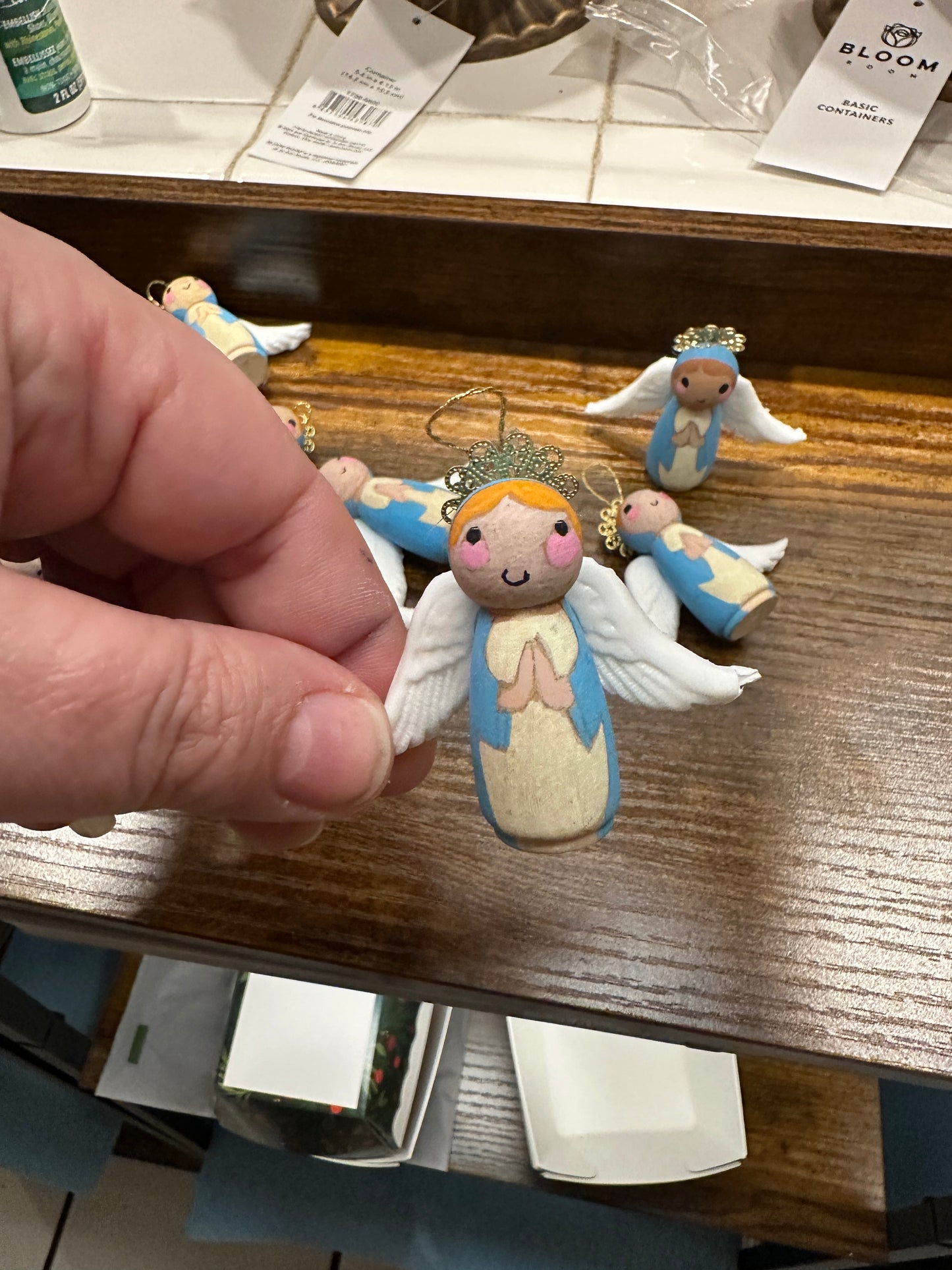 Wood Angel Figurine Christmas Ornament