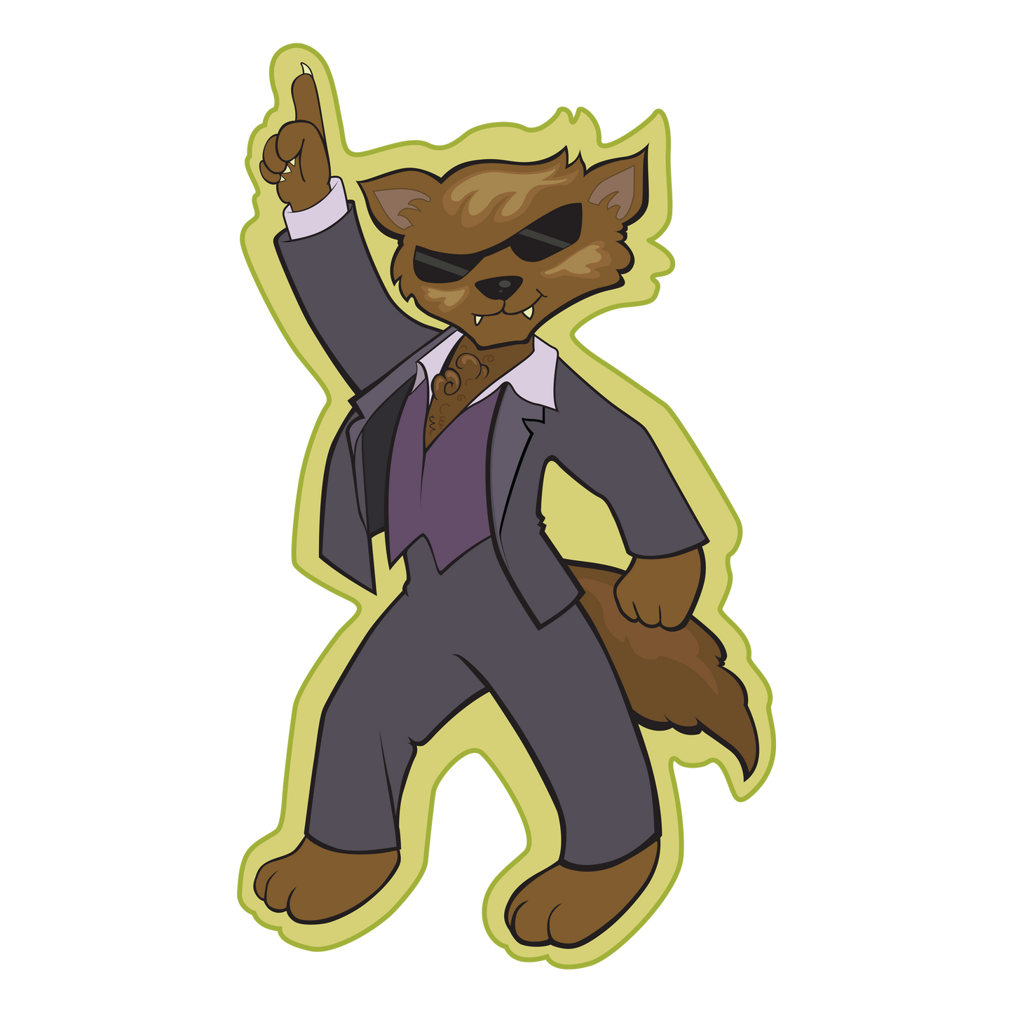 WEREWOLF Disco Dancing Werewolf Cartoon for Halloween - Downloadable Art File (png)