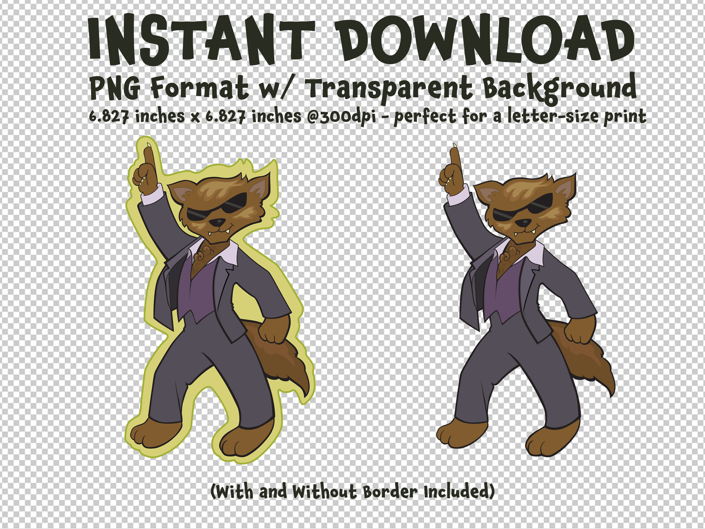 WEREWOLF Disco Dancing Werewolf Cartoon for Halloween - Downloadable Art File (png)