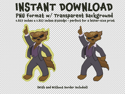 WEREWOLF Disco Dancing Werewolf Cartoon for Halloween - Downloadable Art File (png)