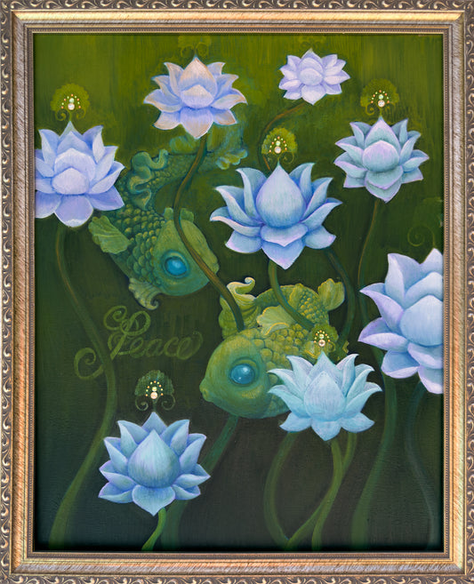 'Peace Koi Lotus' Fine Art Painting