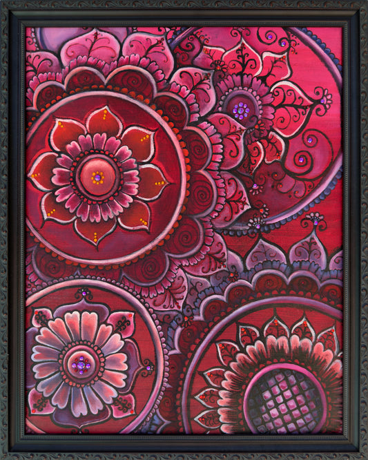 'Red Mandalas' Fine Art Painting