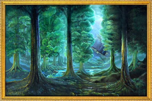 'Forest Beneath Mountains' Fine Art Painting