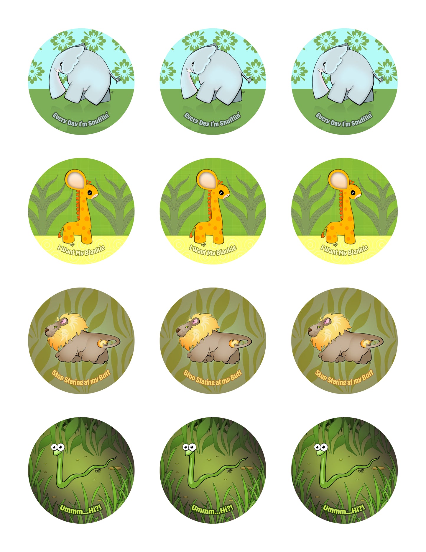African Savanna Sticker Sheet - 12 stickers (3 of each)