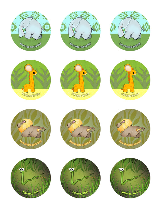 African Savanna Sticker Sheet - 12 stickers (3 of each)