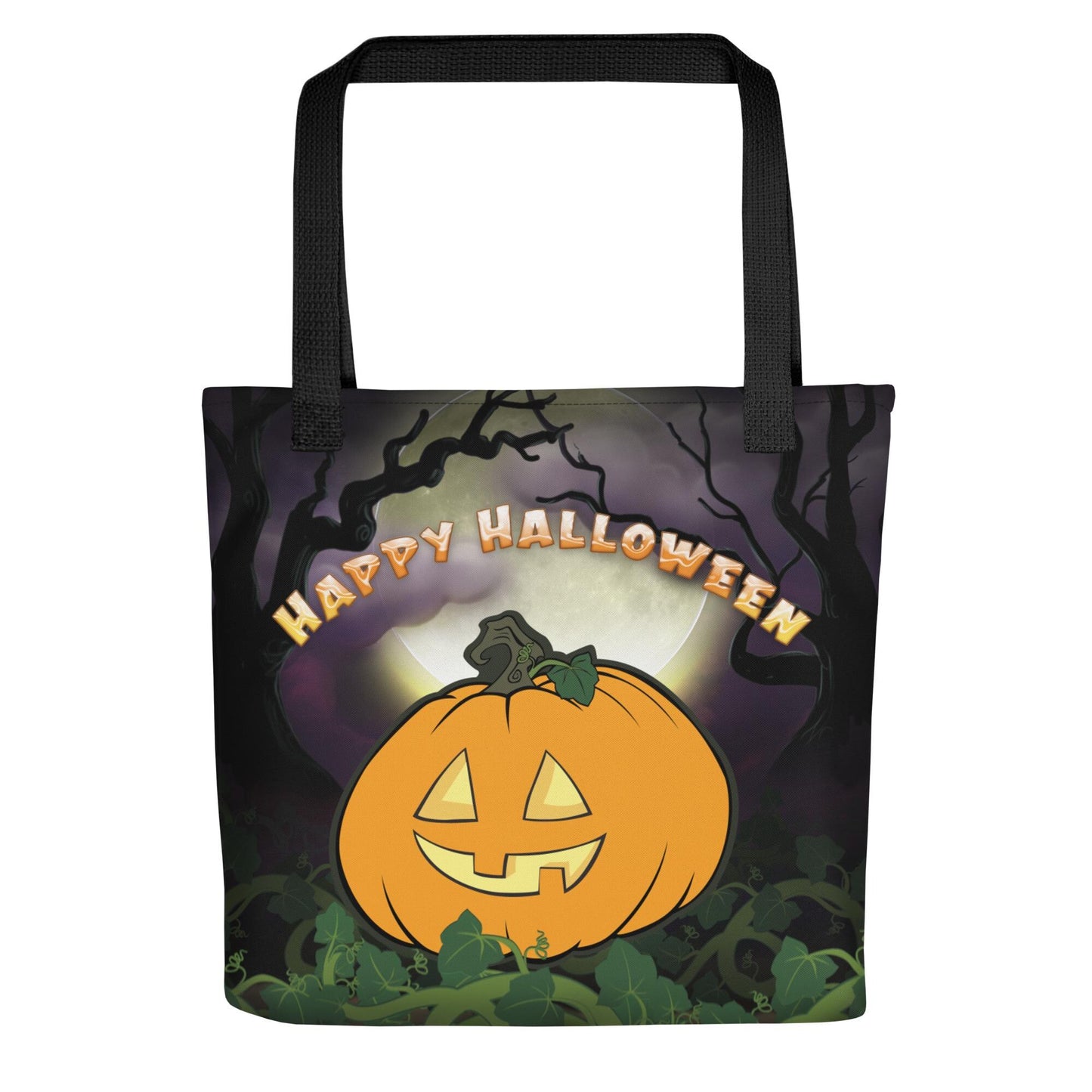 Kids Halloween Trick or Treat Tote Bag w Cute Jack O Lantern Pumpkin with words 'Happy Halloween' Gift for Kids to go Trick-or-Treating (5)
