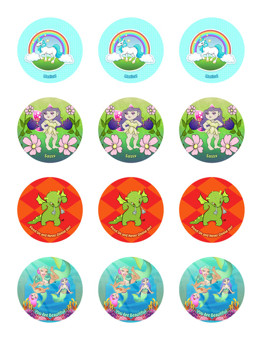 Fantasy Land Sticker Sheet - 12 stickers (3 of each)