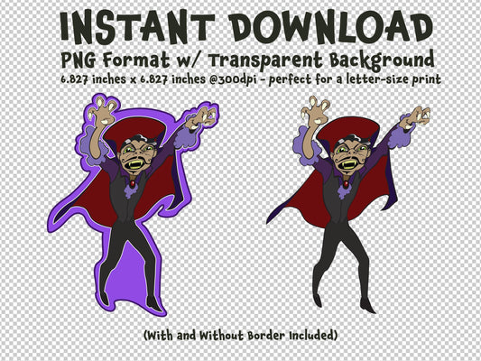 Vampire Attack Clip Art Printable Digital Instant Download Halloween Decorations Invites Party Favors Prizes Gifts for Trick-or-Treaters