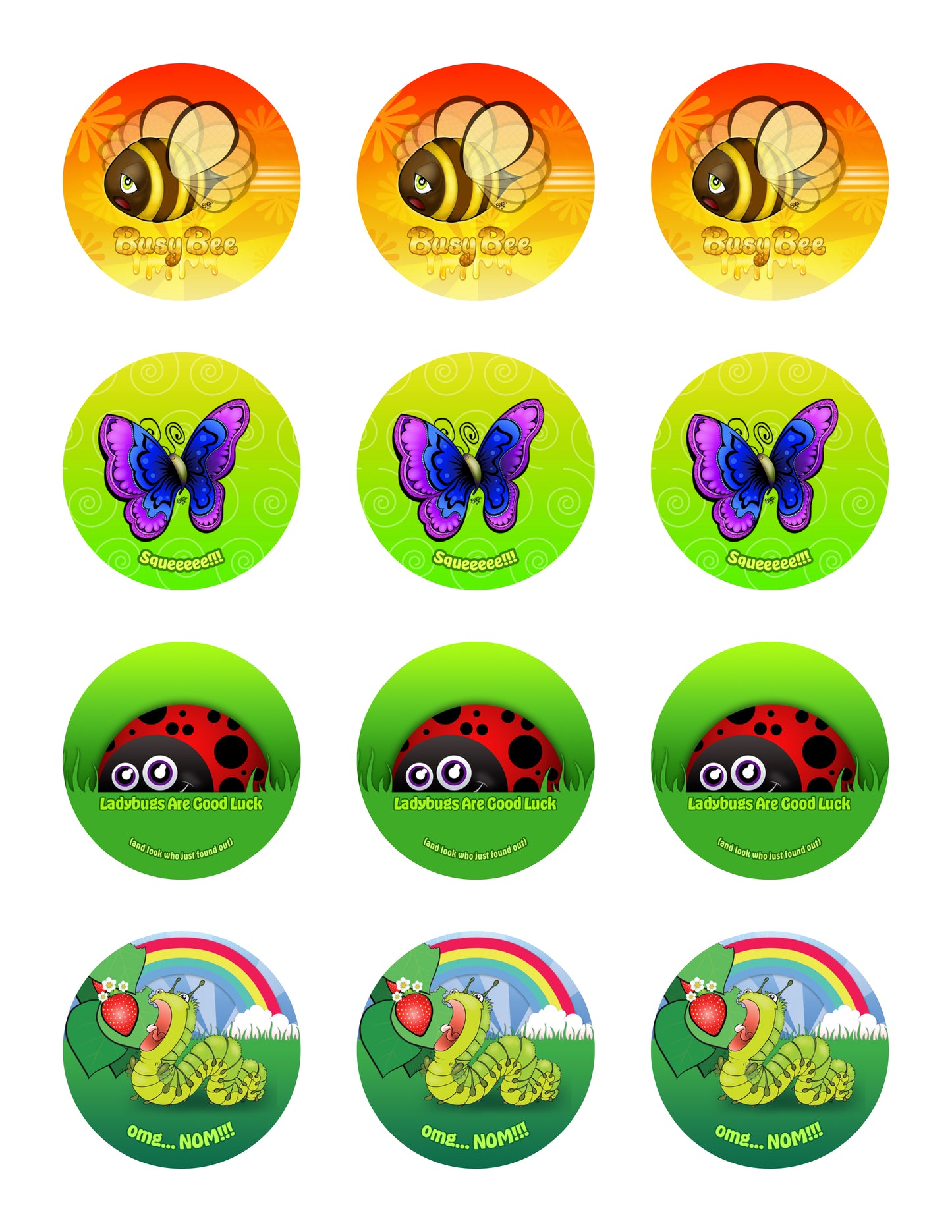 In the Garden Sticker Sheet - 12 stickers (3 of each)