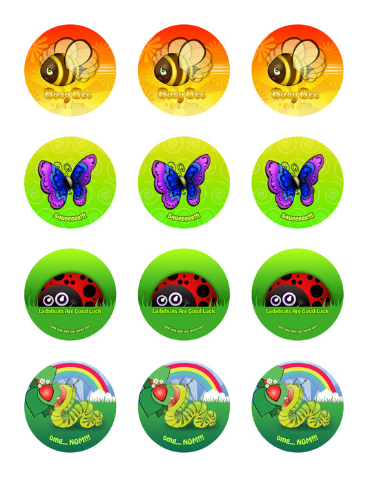 In the Garden Sticker Sheet - 12 stickers (3 of each)