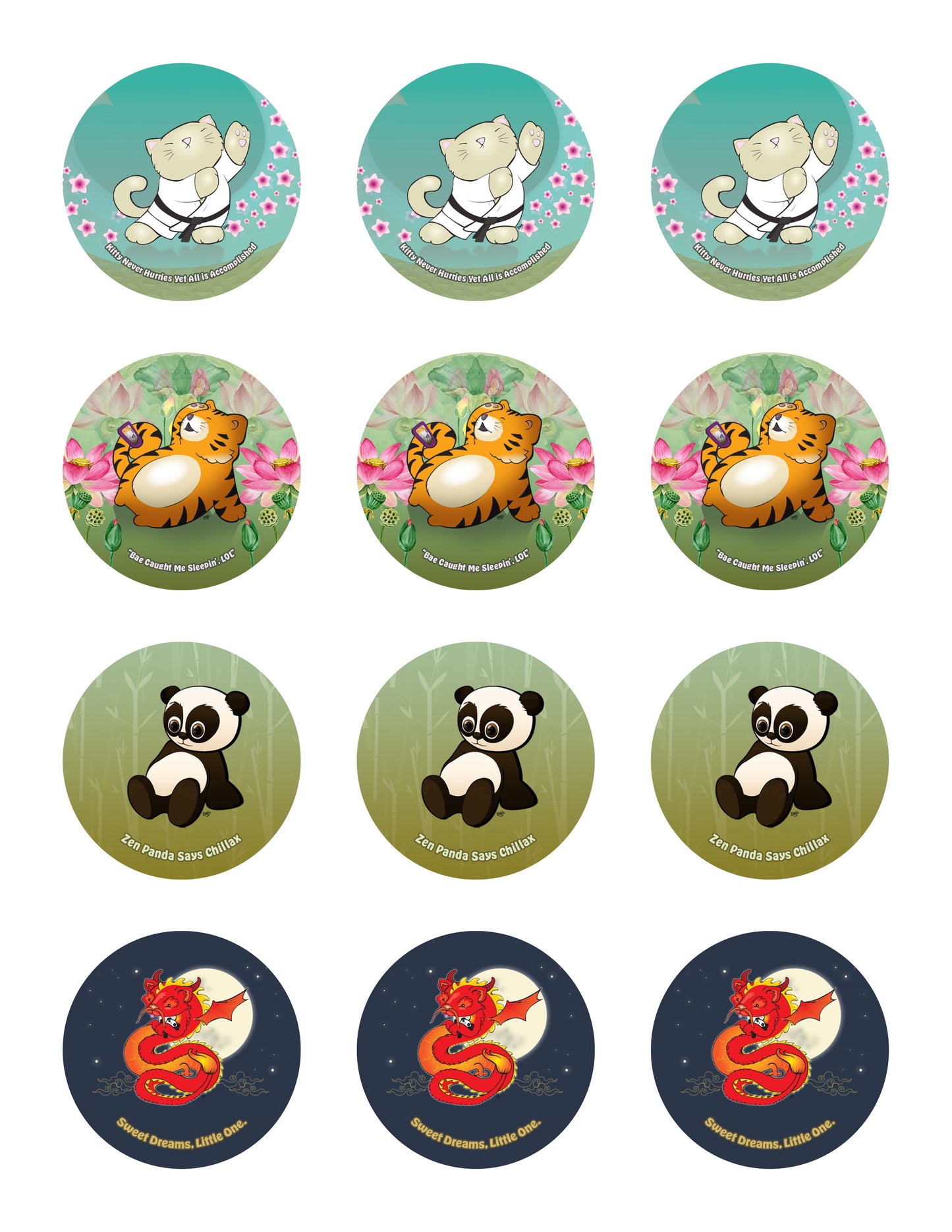 Zen Garden Sticker Sheet - 12 stickers (3 of each)